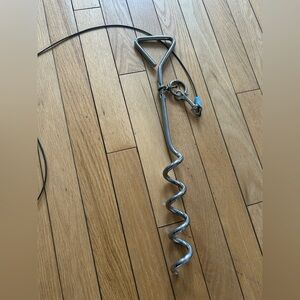 Heavy-Duty stainless steel inground dog restraint stake with accompanying leash!